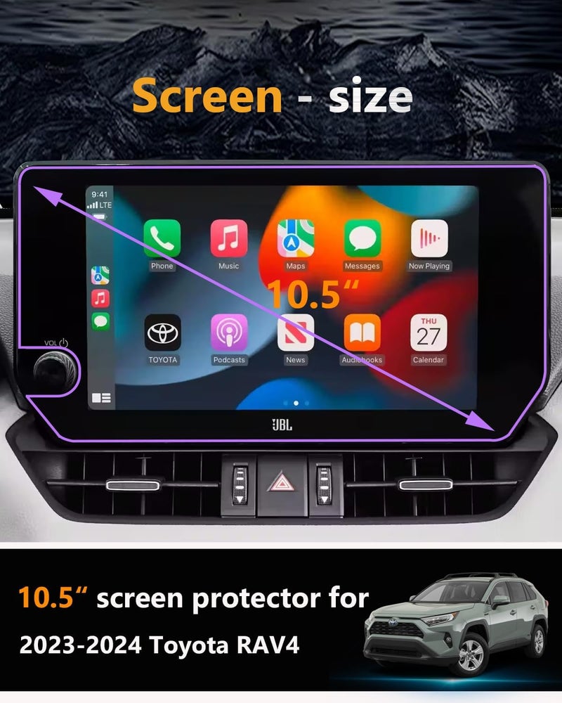 VIAROOM Screen Protector For Toyota RAV4 2023-2025,Tempered Glass Protective Film For RAV 4 (Limited/TRD Off-Road/XSE/Adventure/XLE Premium) 2025 2024 Accessories- 10.5 inch - Image 2